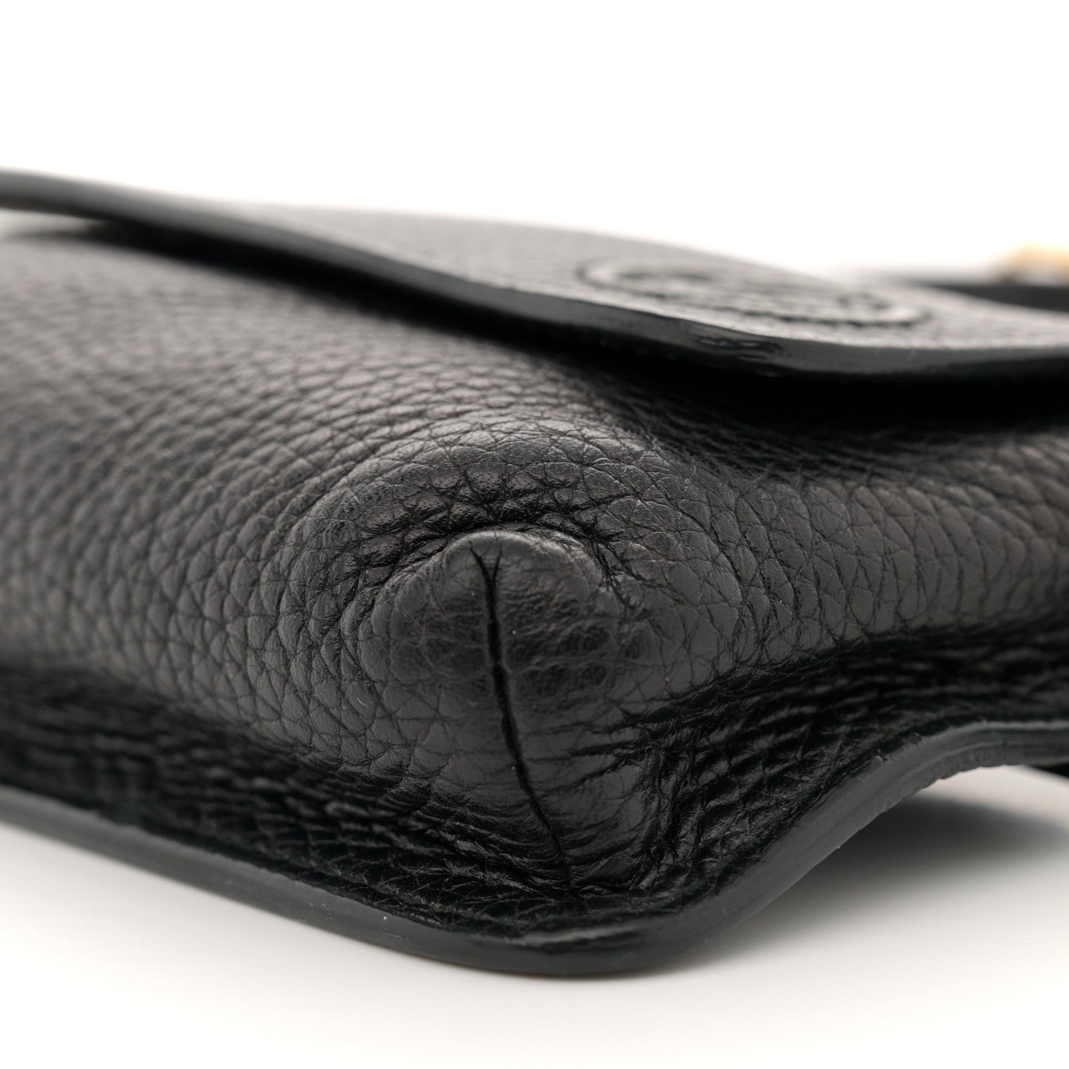 Gucci Pebbled Calfskin Soho Flap Belt Bag Black 10 of 13