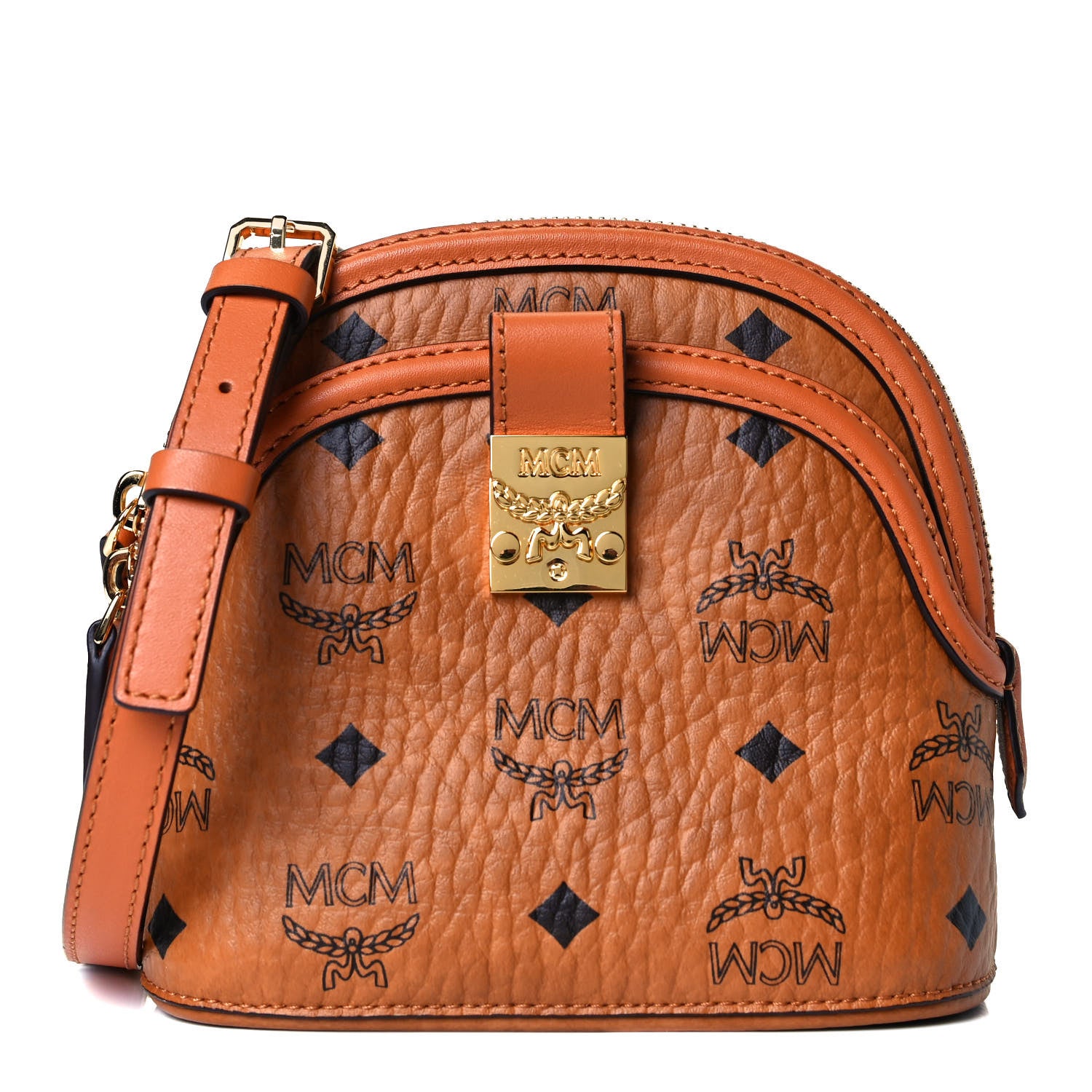 MCM Visetos Mini Anna Crossbody Bag Cognac 1 of 12