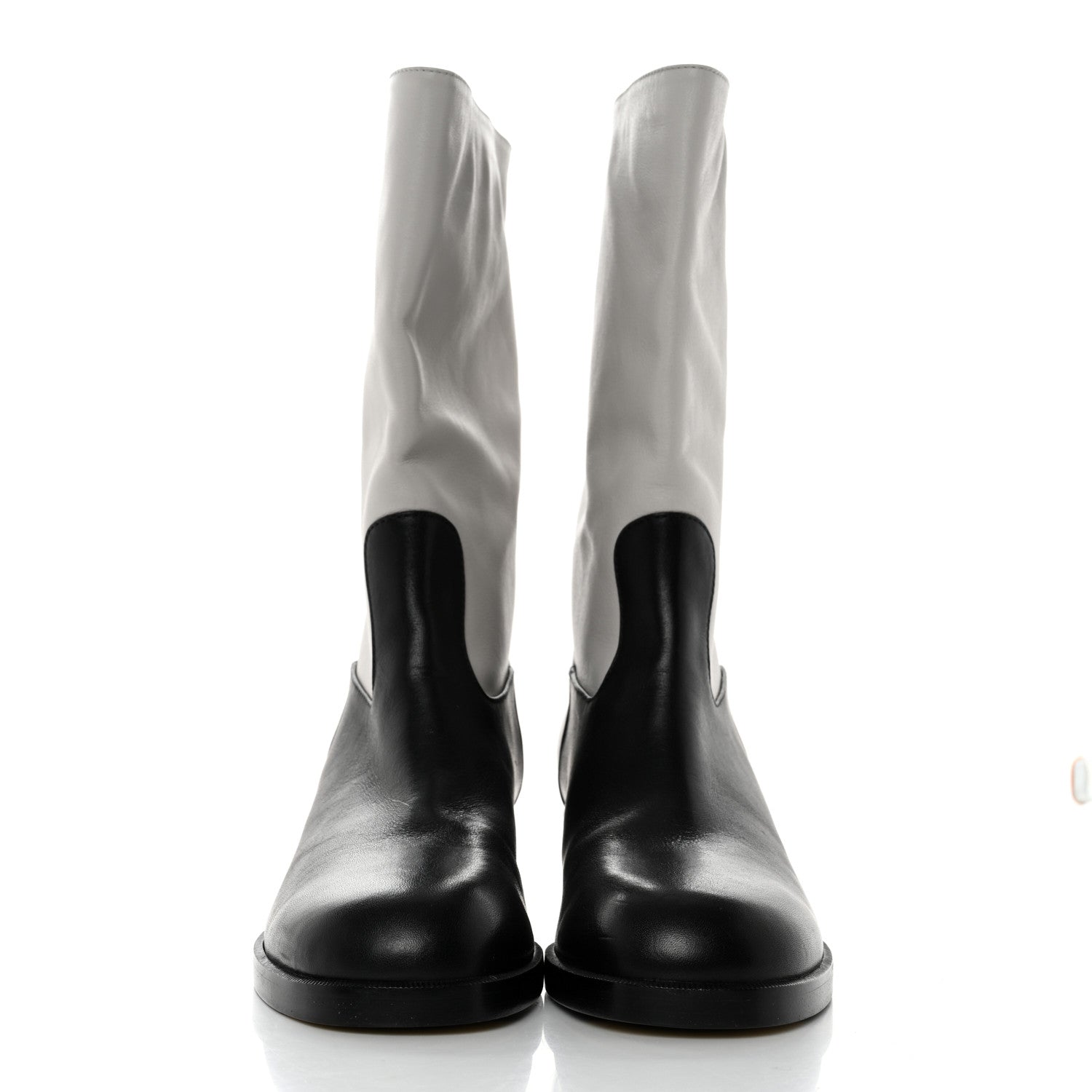 Chanel Calfskin CC Logo Mid Calf Boots 36.5 Grey Black 2 of 8