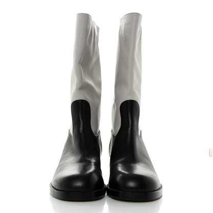 Chanel Calfskin CC Logo Mid Calf Boots 36.5 Grey Black 2 of 8