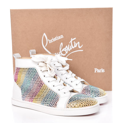 Christian Louboutin Veau Velours Calfskin Crystal Womens Rainbowbip Flat Sneakers 36 Version Multi 14 of 14