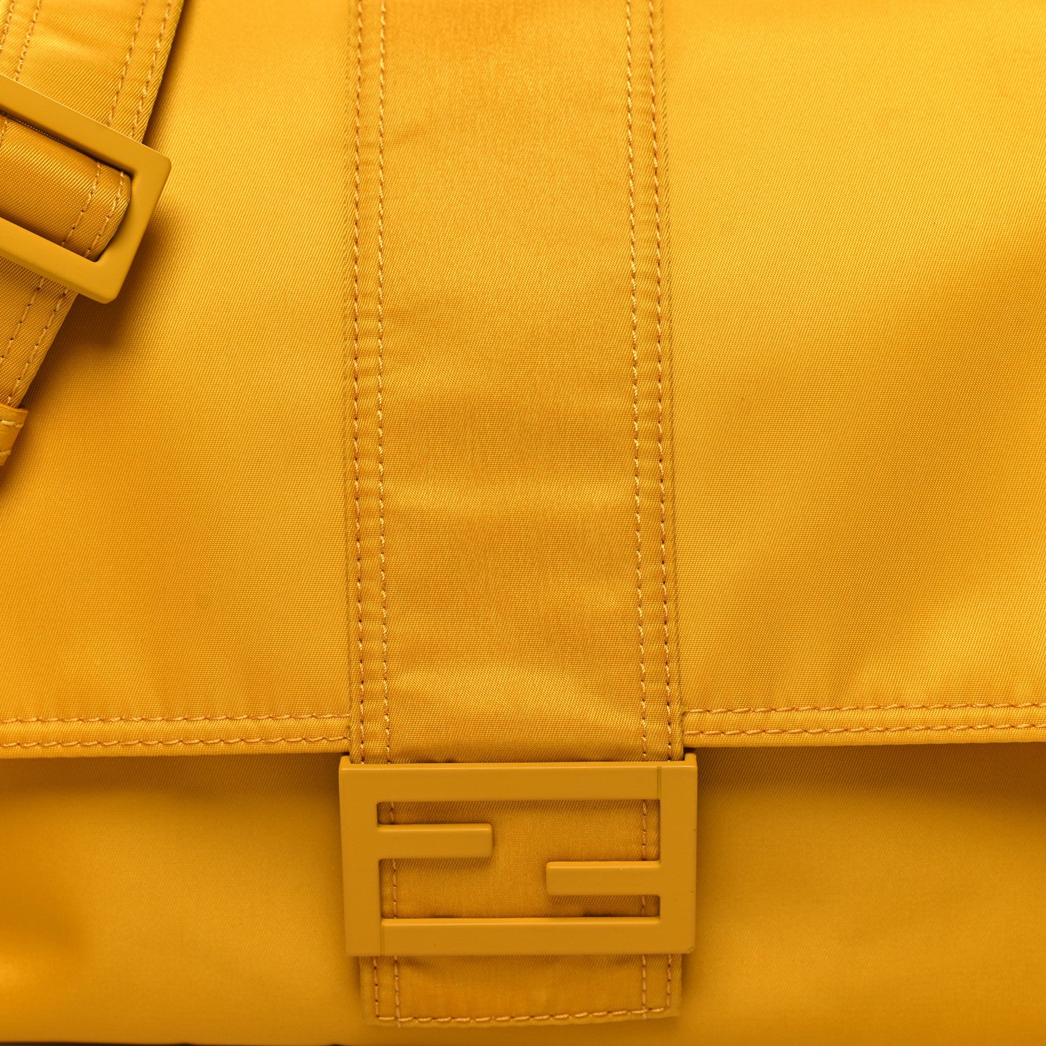 Fendi Econyl Nylon Cuoio Romano Monochrome Medium Baguette Messenger Bag Sunflower 8 of 10