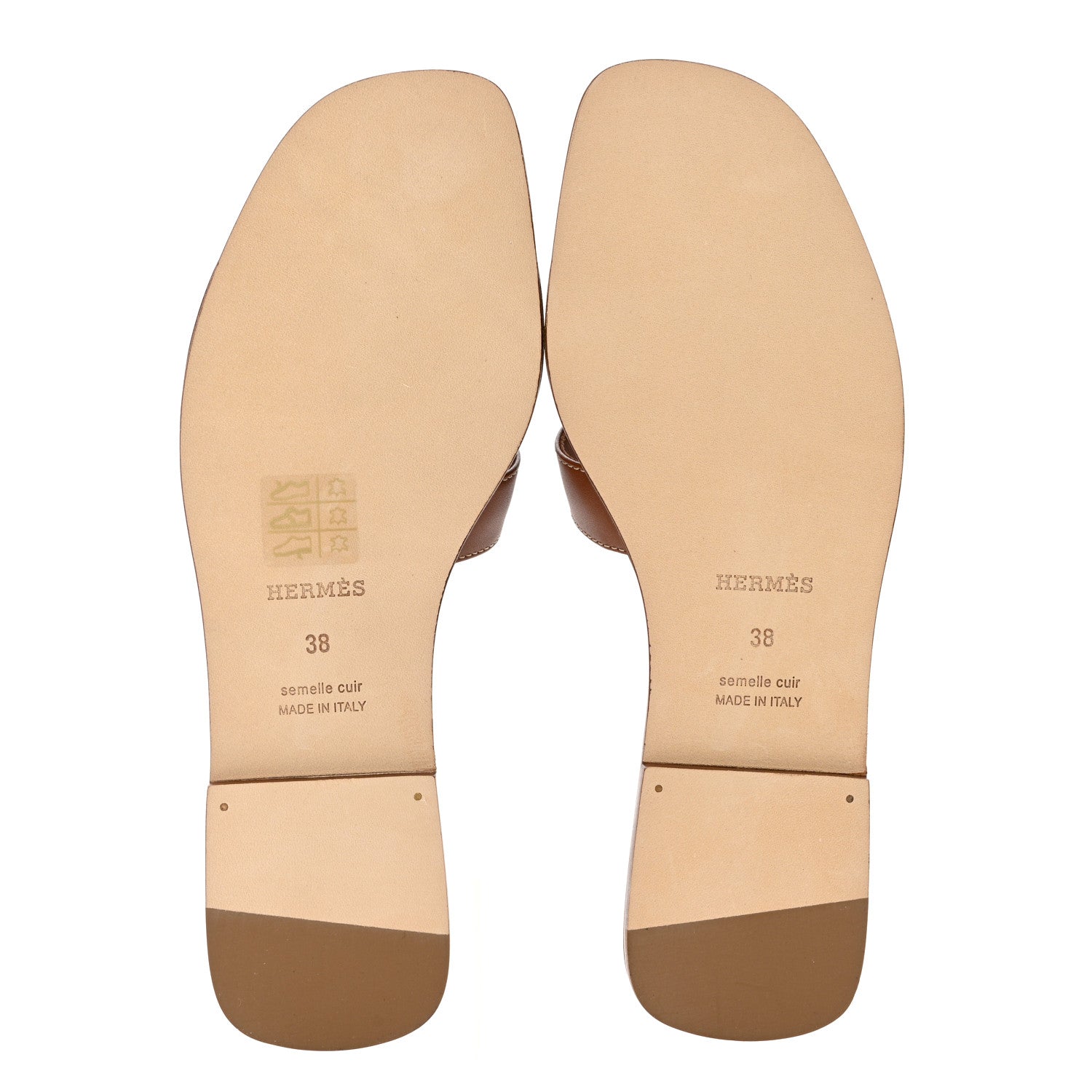 Hermes Box Calfskin Oran Sandals 38 Gold 5 of 9