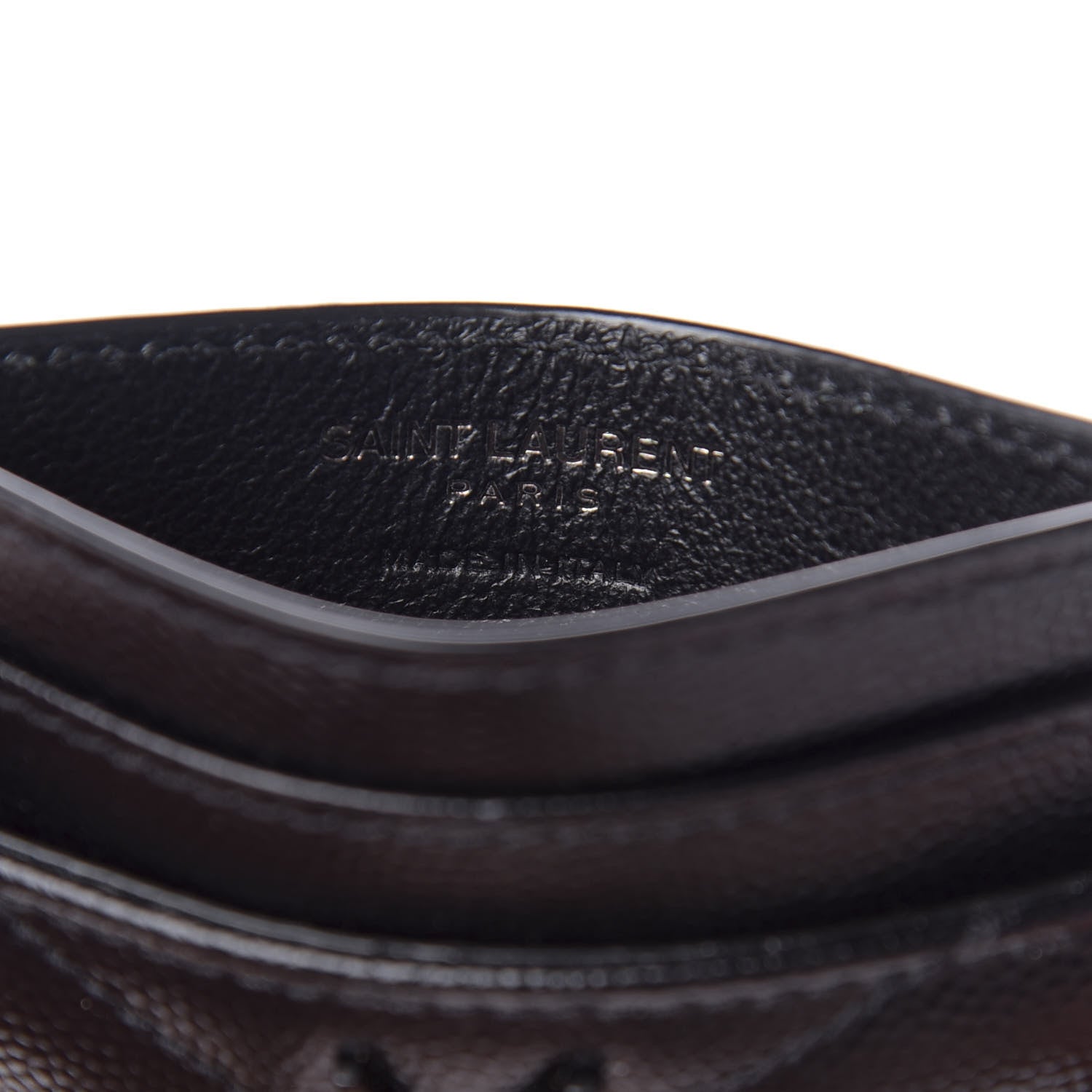 Saint Laurent Grain De Poudre Matelasse Chevron Monogram Credit Card Case Black 7 of 8