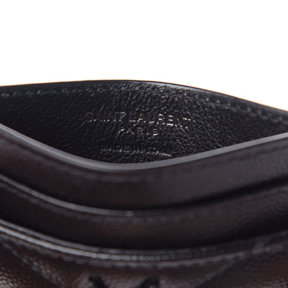 Saint Laurent Grain De Poudre Matelasse Chevron Monogram Credit Card Case Black 7 of 8