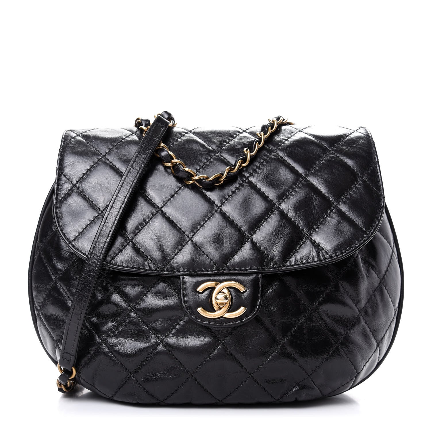 Chanel Glazed Calfskin Quilted Medium Bubble CC Flap Black 1 of 10