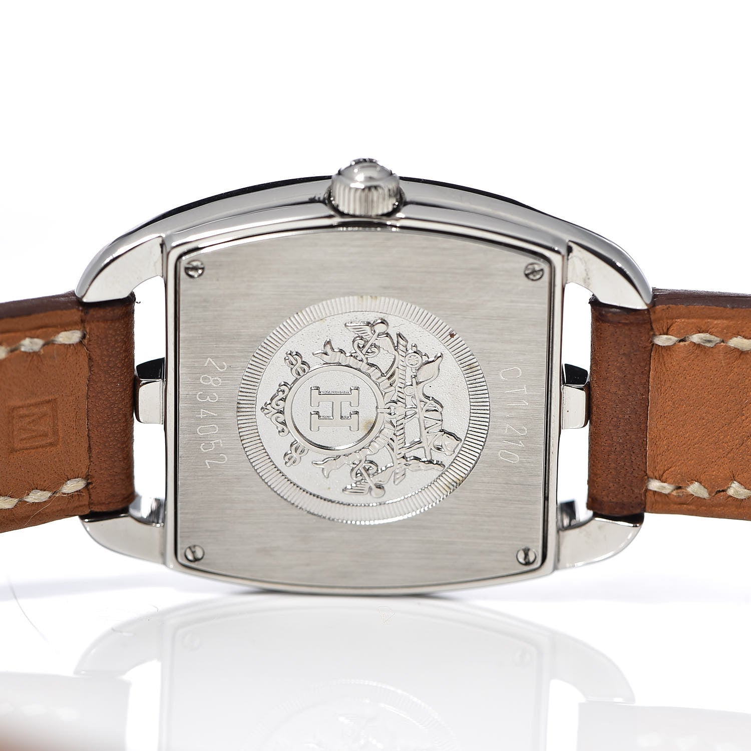Hermes Stainless Steel Barenia 26mm Cape Cod Tonneau Double Tour Quartz Watch Fauve 5 of 9