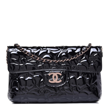 Chanel Patent Camellia Embossed Mini Flap Black 1 of 11