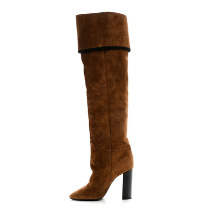 Saint Laurent Suede Over The Knee Boots 36 Brown 1 of 6