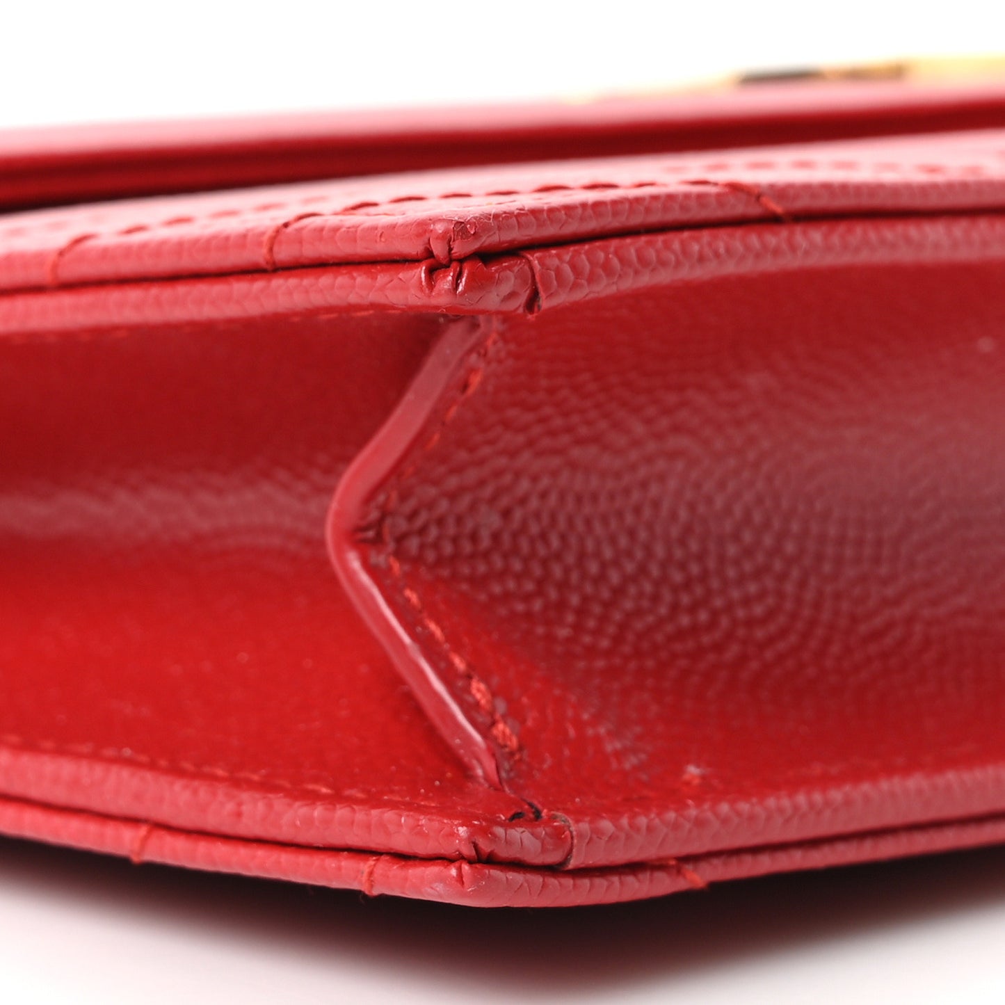 Grain De Poudre Matelasse Chevron Monogram Envelope Chain Wallet  New Red