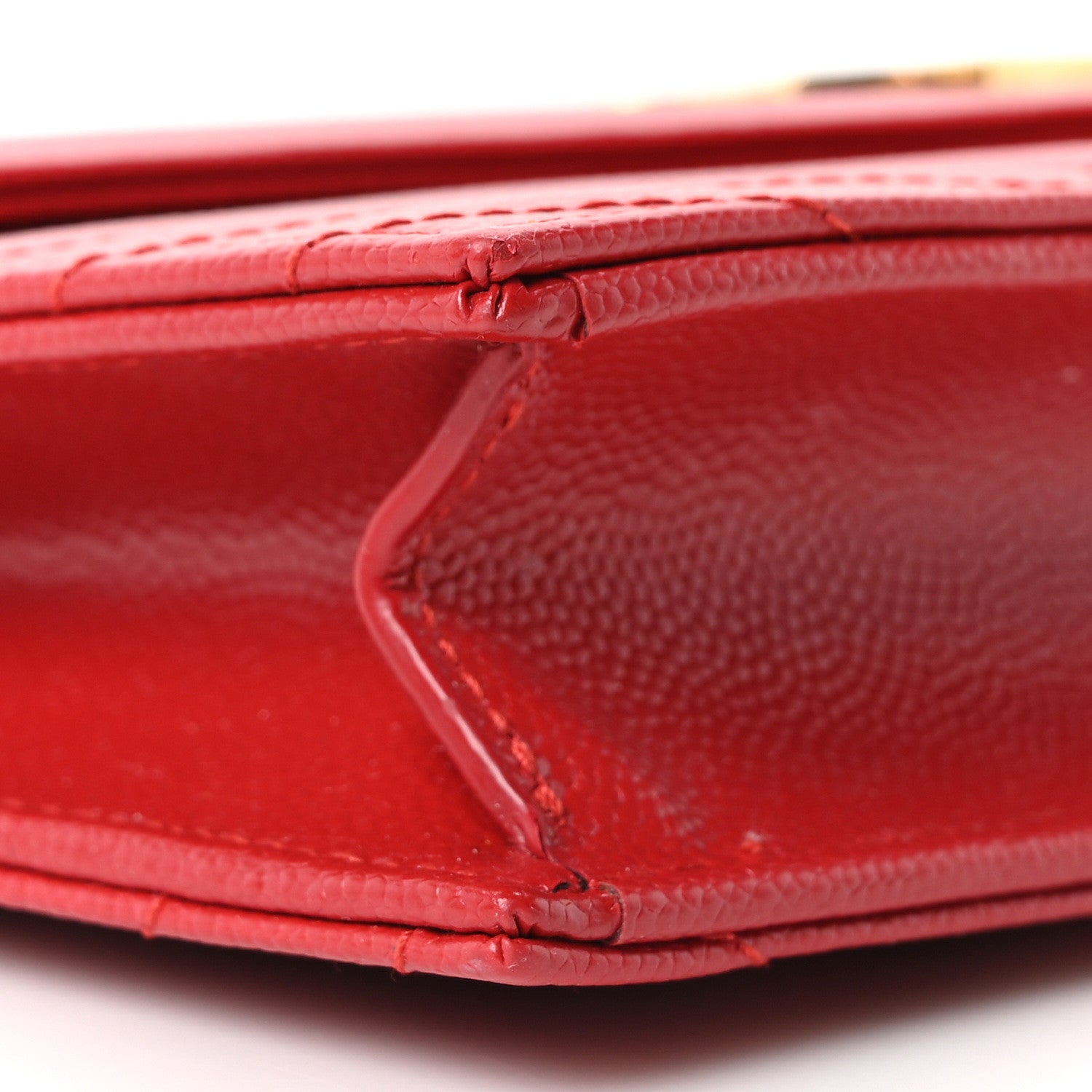 Saint Laurent Grain De Poudre Matelasse Chevron Monogram Envelope Chain Wallet  New Red 10 of 12