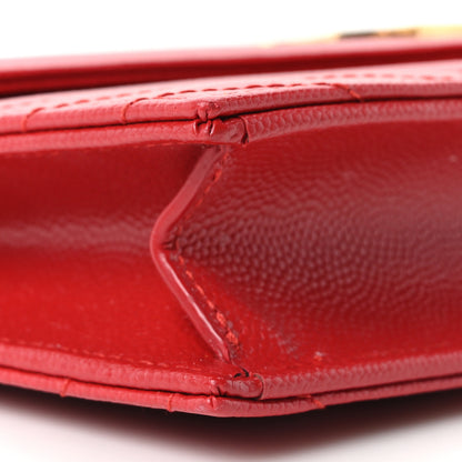 Saint Laurent Grain De Poudre Matelasse Chevron Monogram Envelope Chain Wallet  New Red 10 of 12