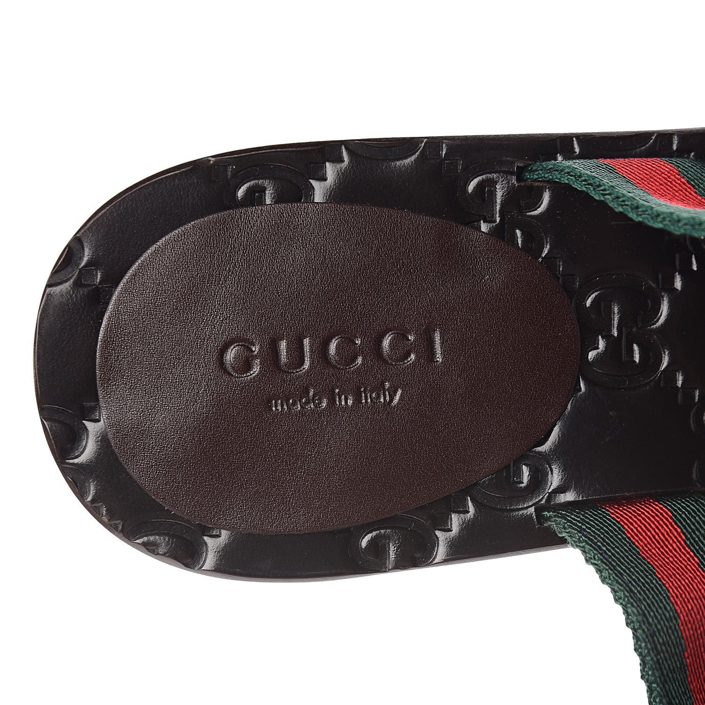 Nylon Guccissima Web Womens Thong Sandals 35.5 Green Red Cocoa