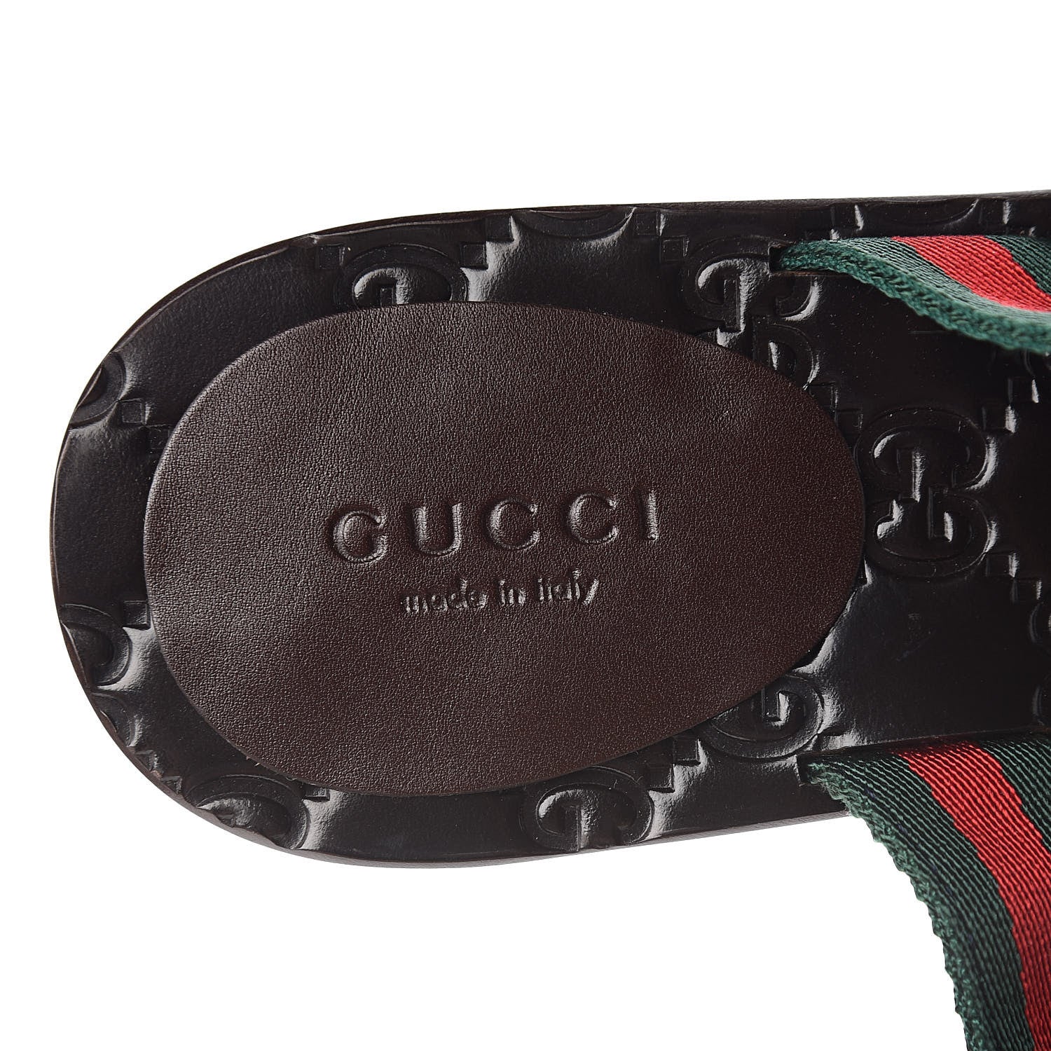 Gucci Nylon Guccissima Web Womens Thong Sandals 35.5 Green Red Cocoa 8 of 9