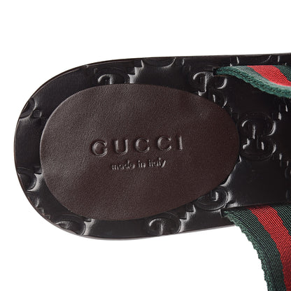 Gucci Nylon Guccissima Web Womens Thong Sandals 35.5 Green Red Cocoa 8 of 9