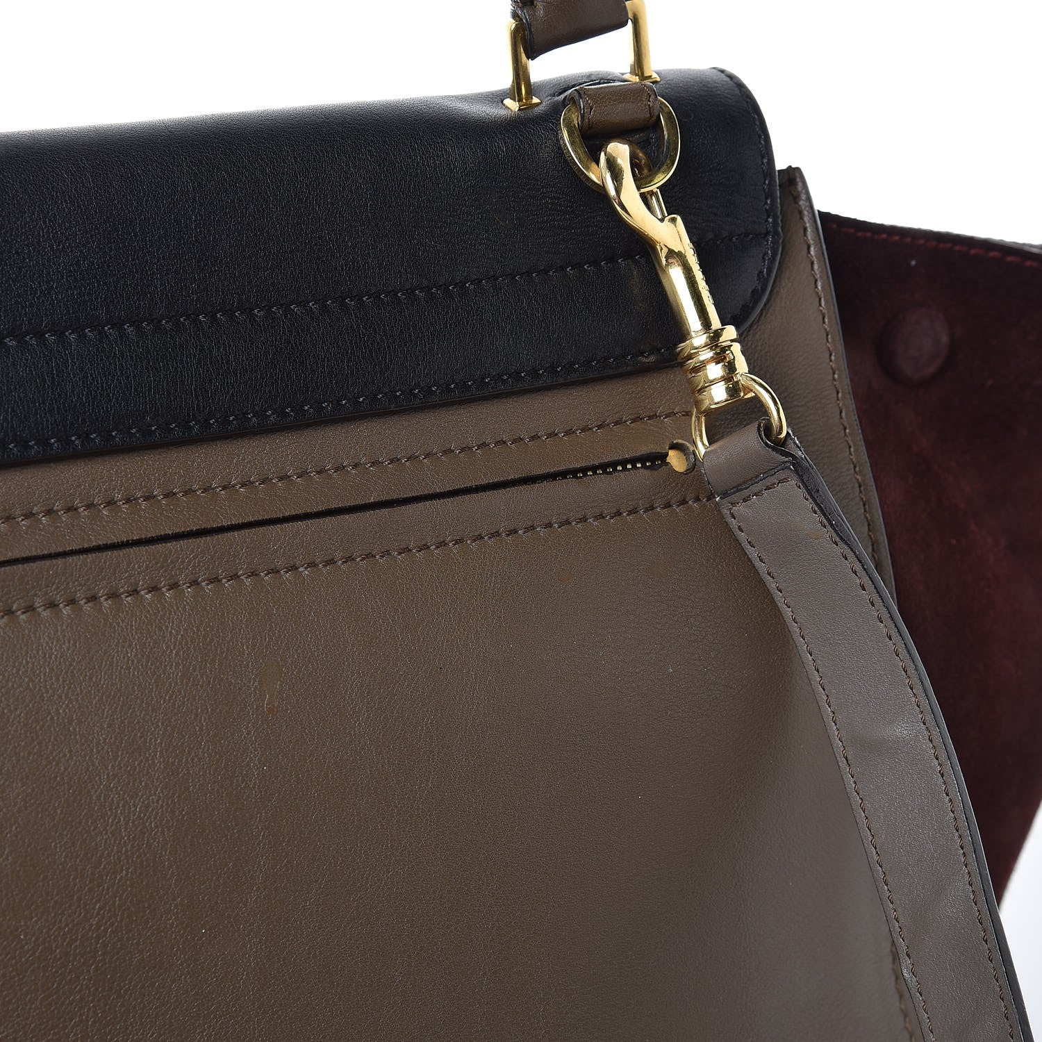 Celine Smooth Calfskin Suede Medium Tri-Color Trapeze Burgundy 15 of 21
