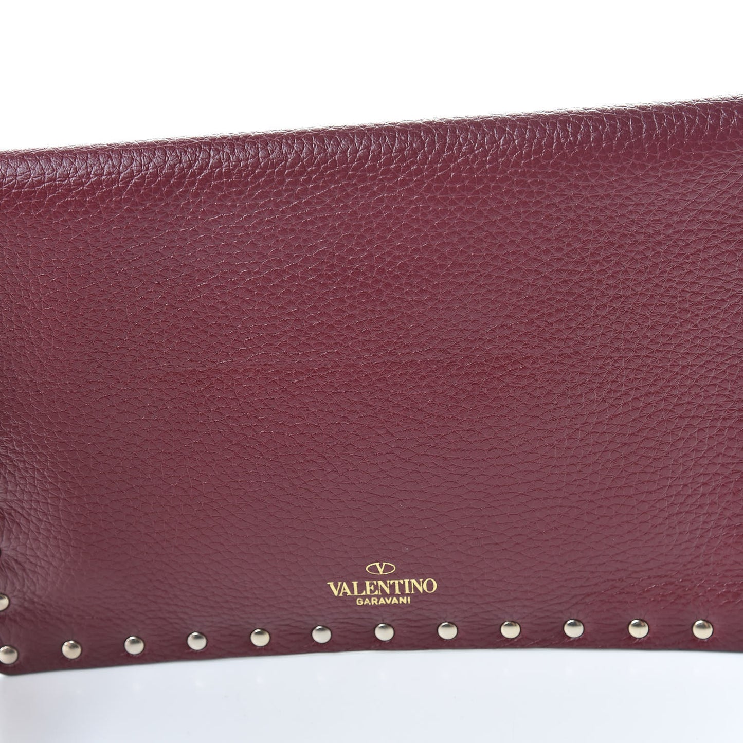 Pebbled Calfskin Medium Rockstud Envelope Flat Wristlet Pouch Rubin