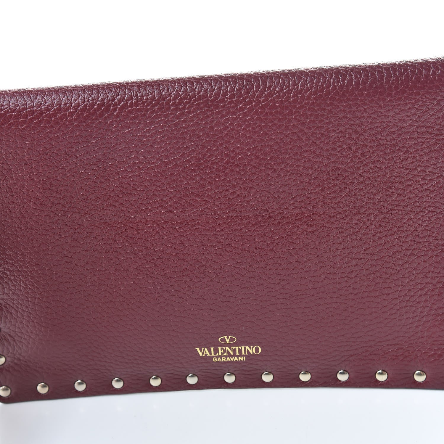 Valentino Garavani Pebbled Calfskin Medium Rockstud Envelope Flat Wristlet Pouch Rubin 8 of 9