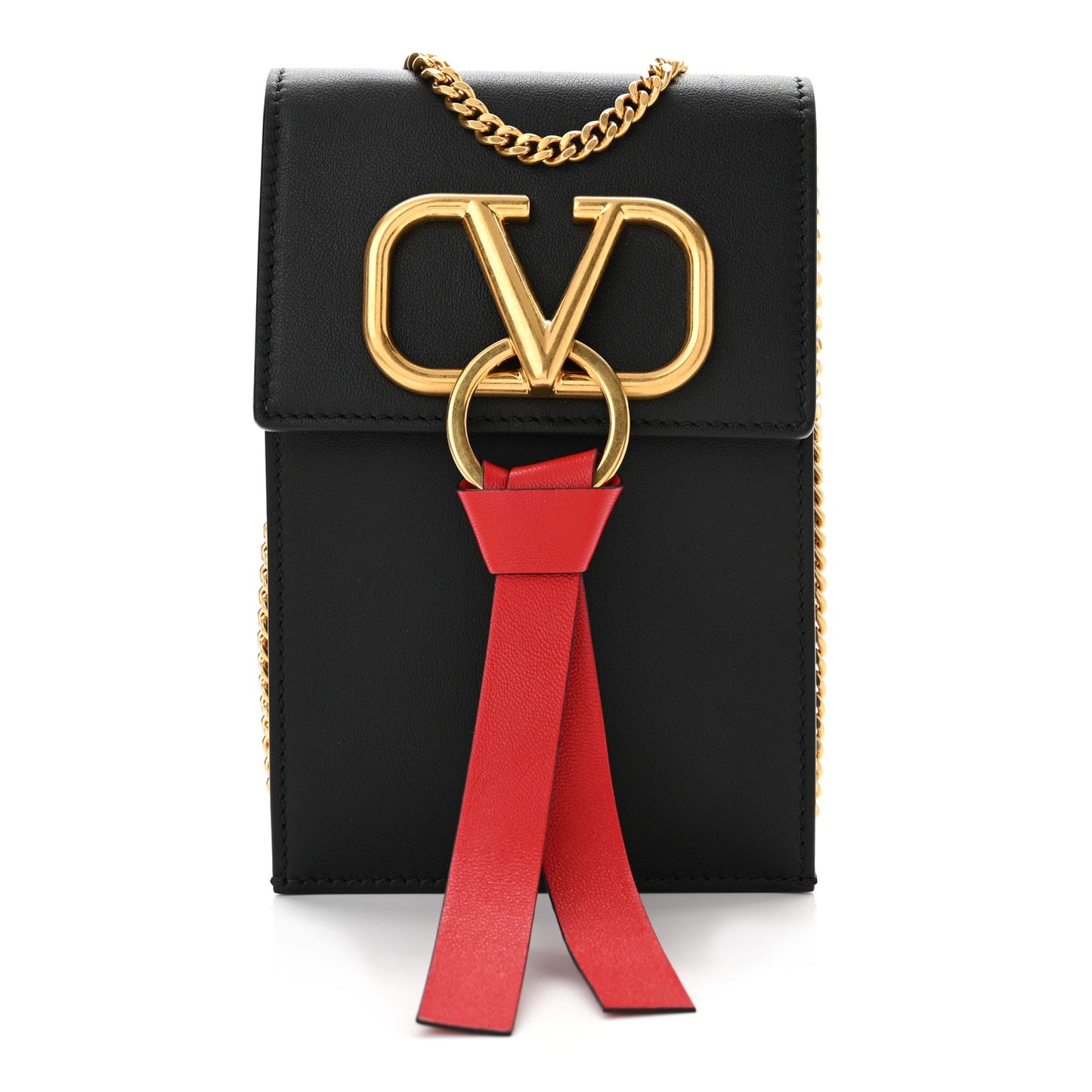 Calfskin VRing Phone Pouch Black