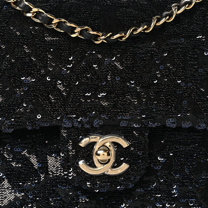 Chanel Sequin Quilted Small Single Flap Black 12 of 20