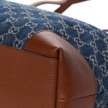 Gucci New Denim GG Monogram Medium Ophidia Shopping Tote Blue Tea Cuir 10 of 15