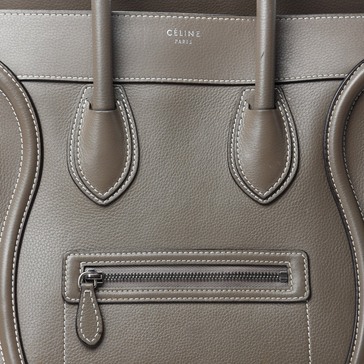 Celine Drummed Calfskin Mini Luggage Souris 15 of 15