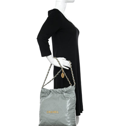 Chanel Shiny Calfskin Quilted Small Chanel 22 Grey 2 of 11