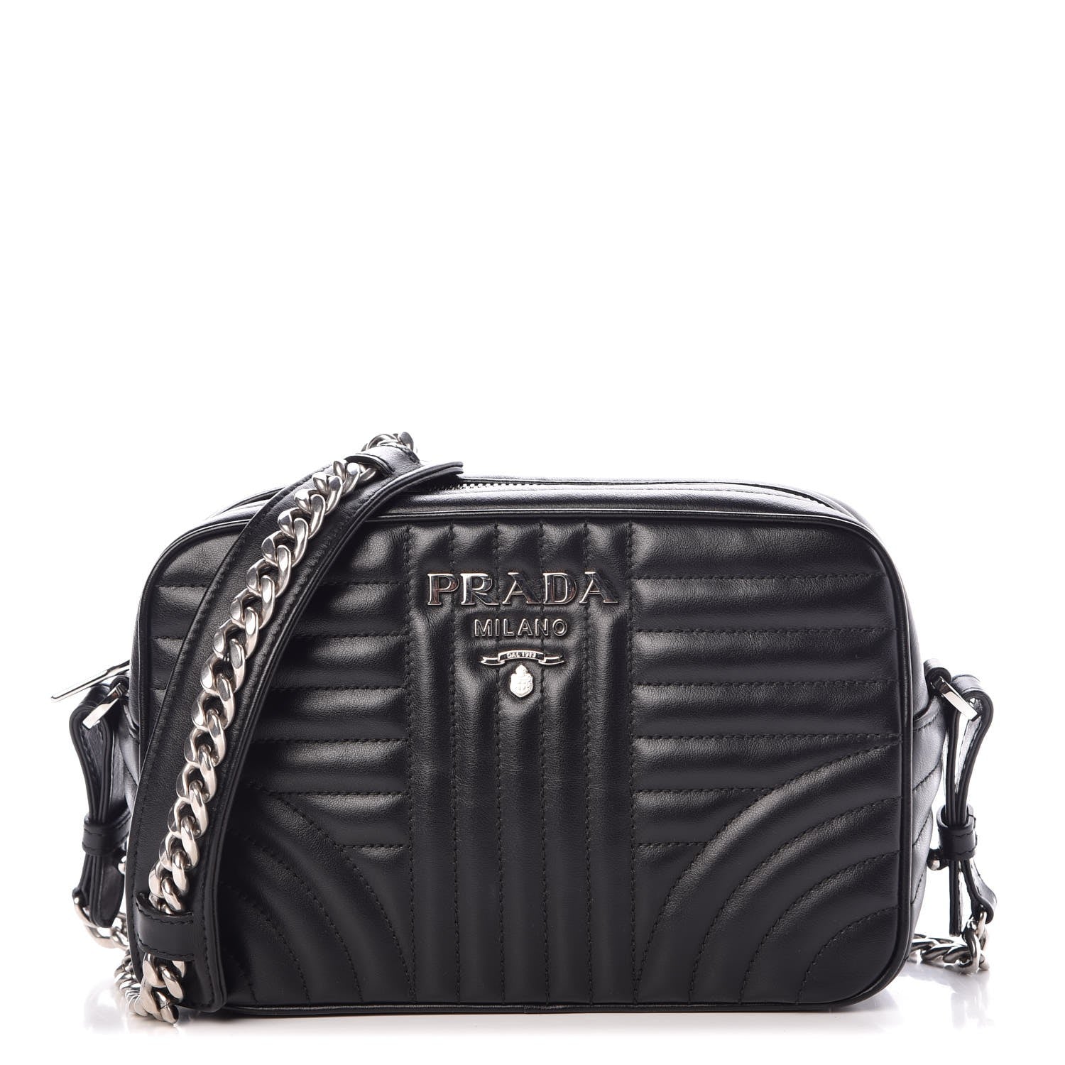 Prada Soft Calfskin Diagramme Crossbody Bag Black 1 of 9