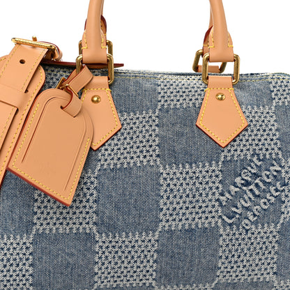 Louis Vuitton Damier Denim 3D Speedy Bandouliere 25 Bleu 7 of 10