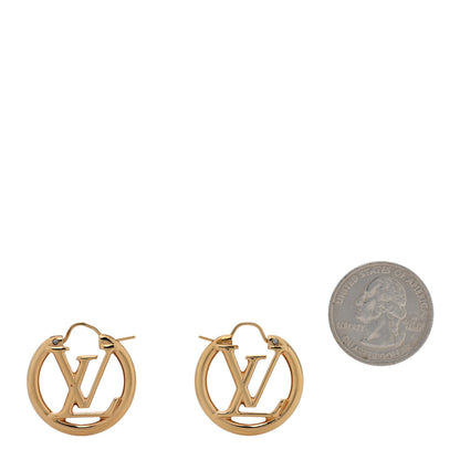 Louis Vuitton Metal Small Louise Hoop Earrings Gold 2 of 5