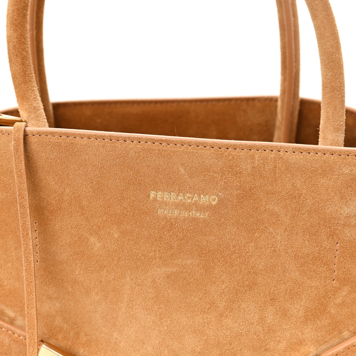 Salvatore Ferragamo Suede Calfskin Large Hug Bag Natural 7 of 10