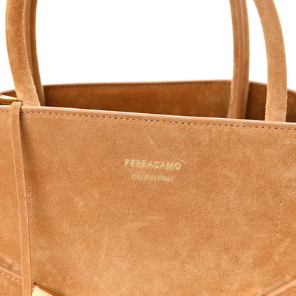 Salvatore Ferragamo Suede Calfskin Large Hug Bag Natural 7 of 10