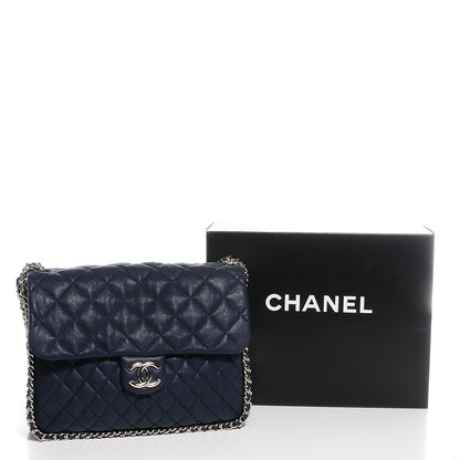 Chanel Washed Lambskin Chain Around Maxi Flap Navy 8 of 8
