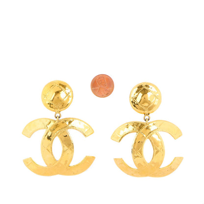 Chanel CC Large Drop Clip On Earrings Gold 2 of 5