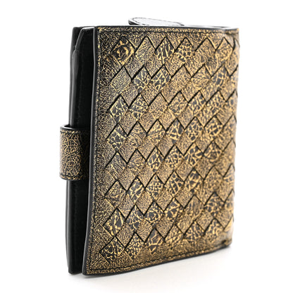 Bottega Veneta Metallic Nappa Intrecciato French Flap Wallet Gold 3 of 9