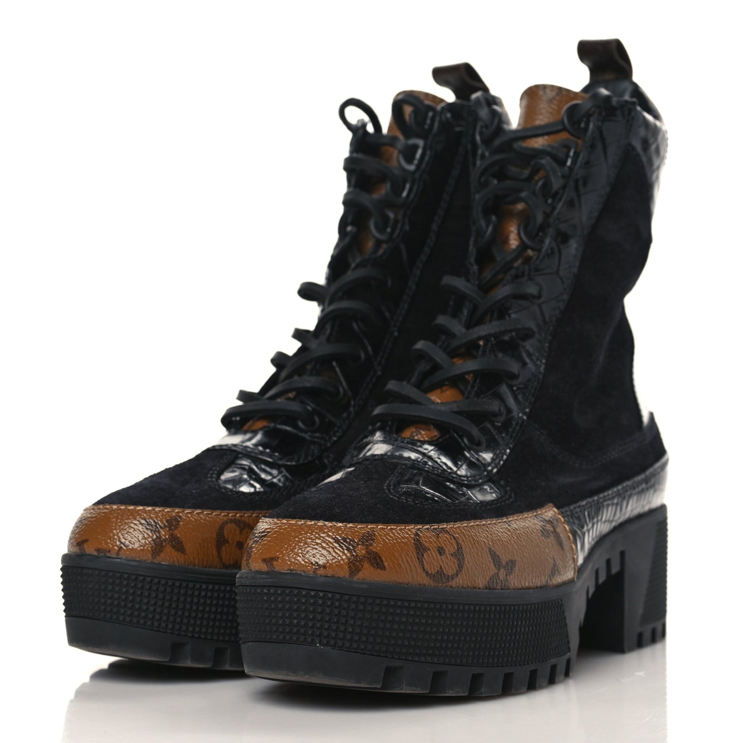 Suede Calfskin Reverse Monogram Laureate Platform Desert Boots 37