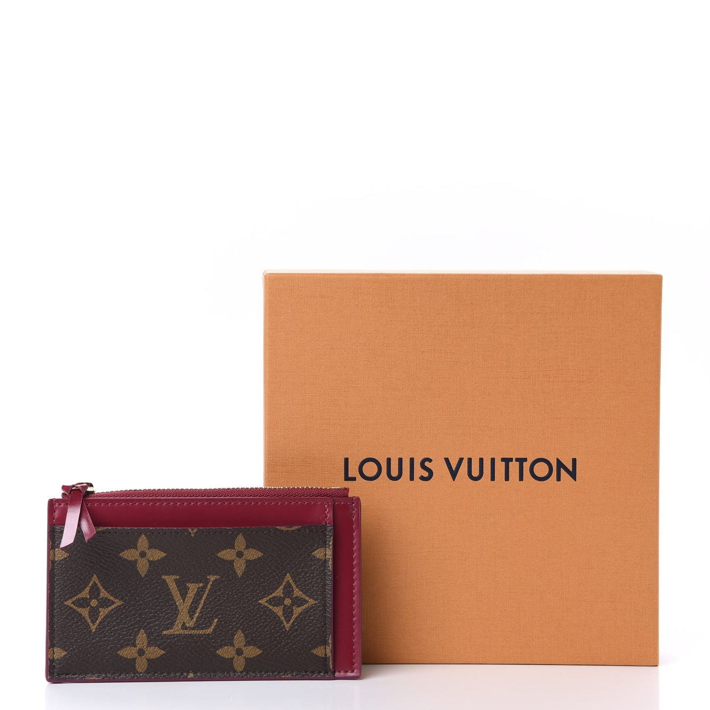 Monogram Zipped Card Holder Fuchsia