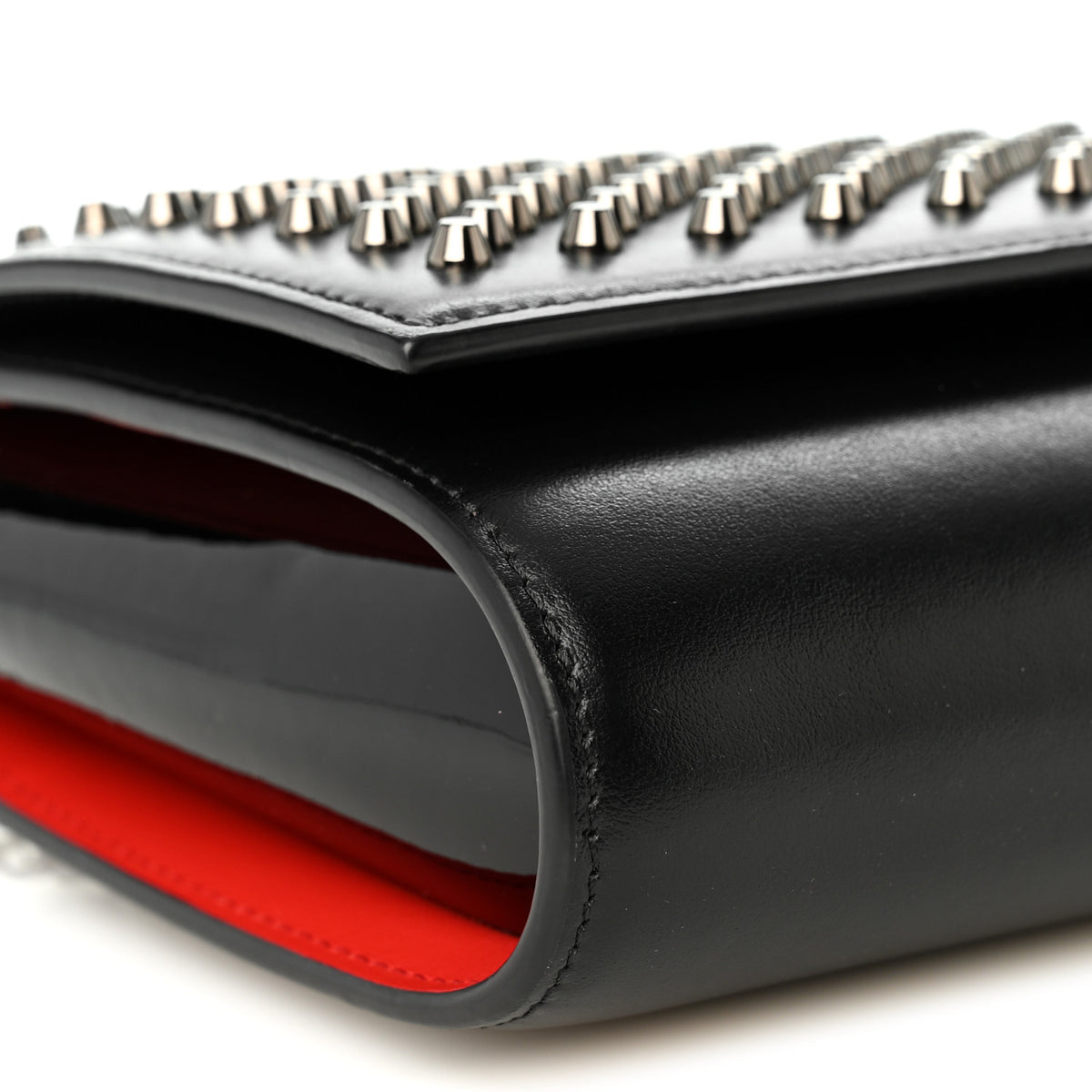 Calfskin Patent Spikes Paloma Clutch Black