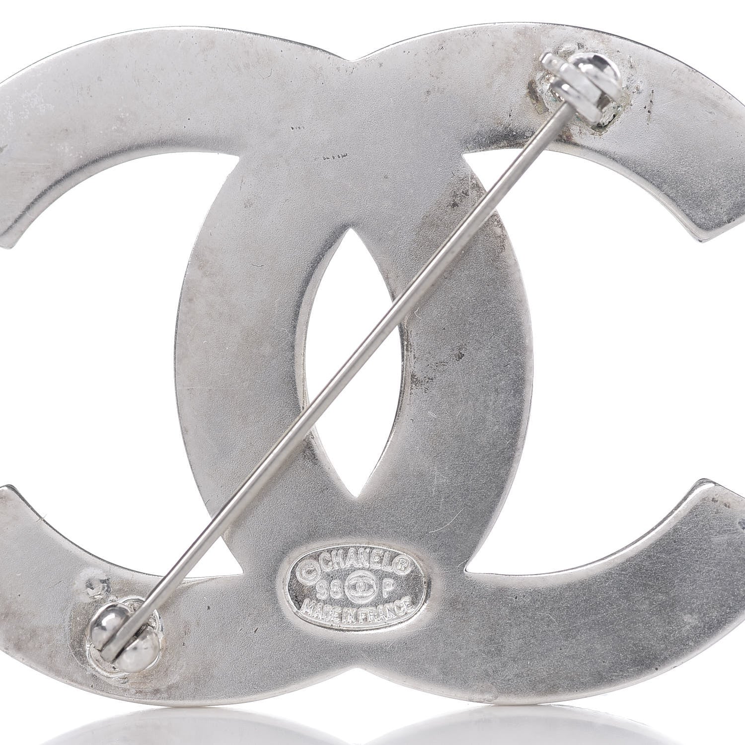 Chanel CC Logo Brooch Silver 3 of 3