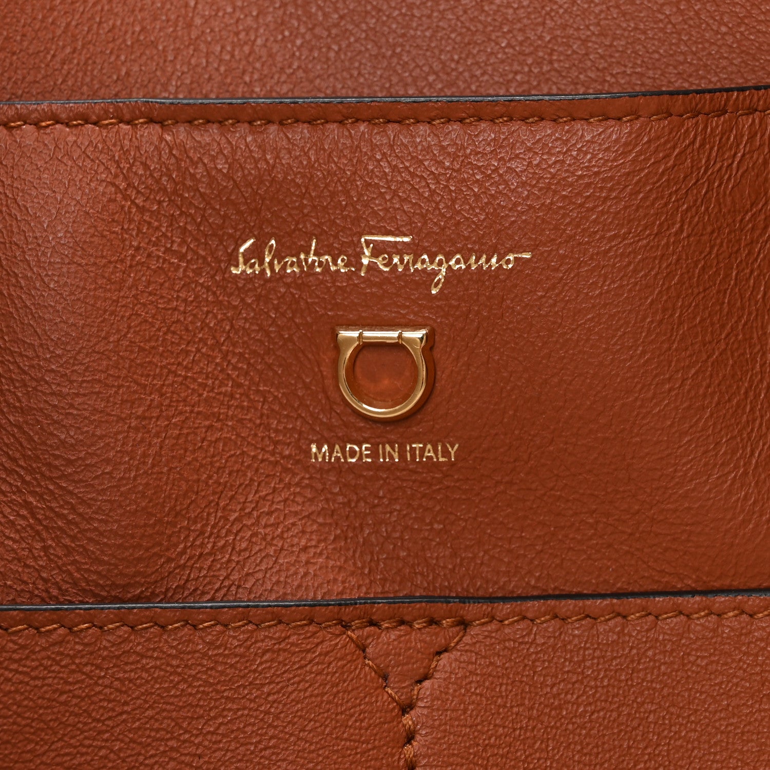Salvatore Ferragamo Canvas Calfskin Glam Tote Beige Brown 6 of 9