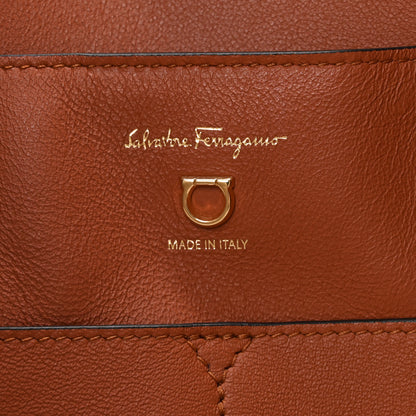 Salvatore Ferragamo Canvas Calfskin Glam Tote Beige Brown 6 of 9