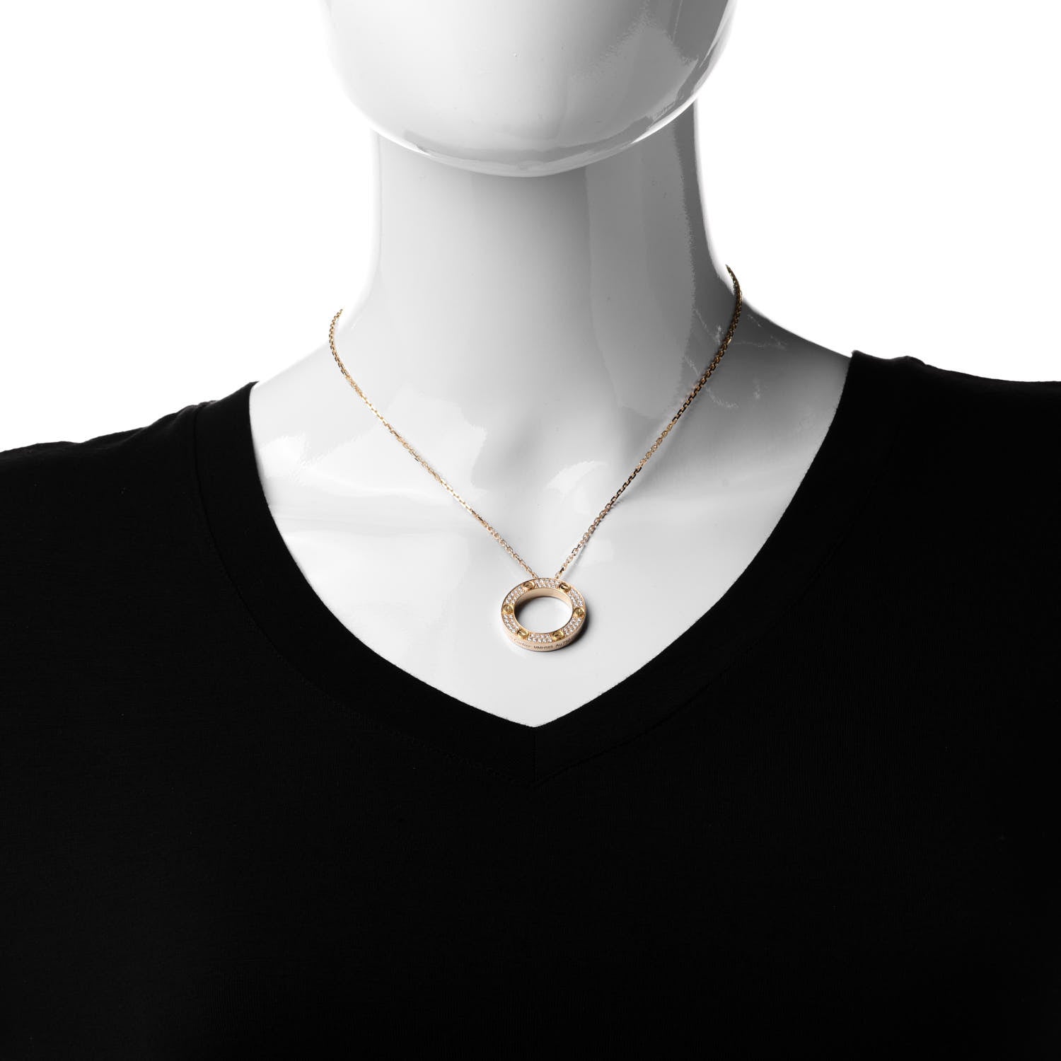 Cartier 18K Yellow Gold Diamond LOVE Paved Necklace 2 of 8