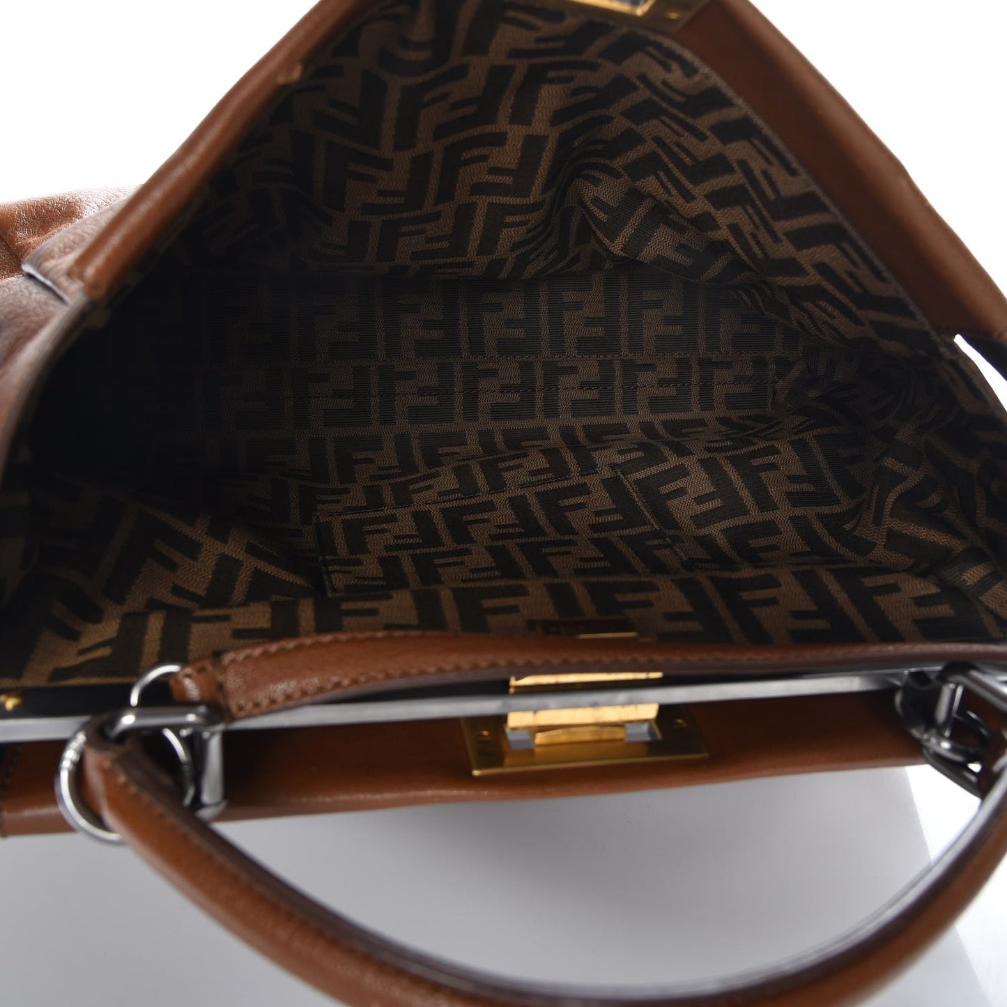 Goatskin Zucca Large Peekaboo Iconic Satchel Cuoio Tobacco Moro