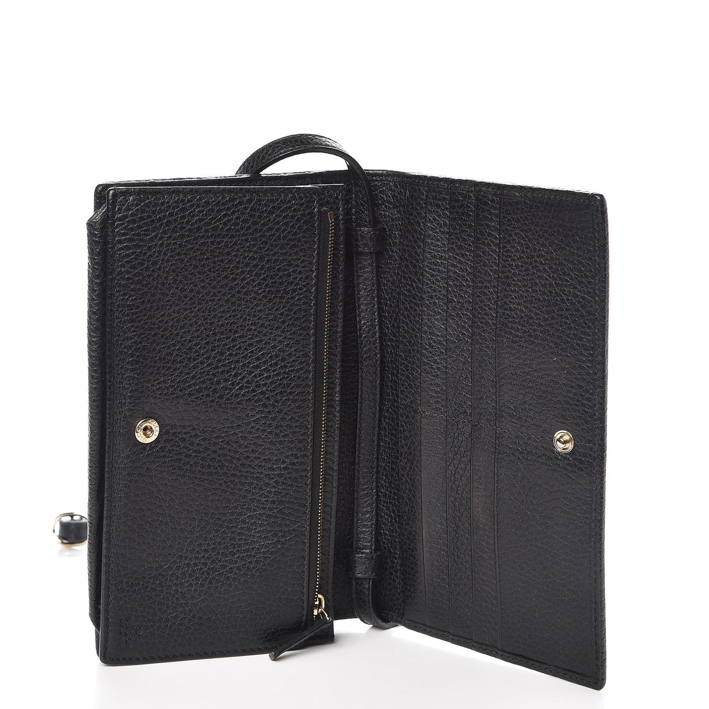 Dollar Calfskin Mini Swing Wallet Bag Black
