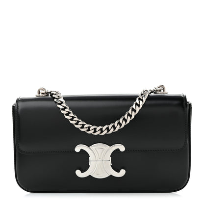 Celine Shiny Calfskin Triomphe Chain Shoulder Bag Black 1 of 9