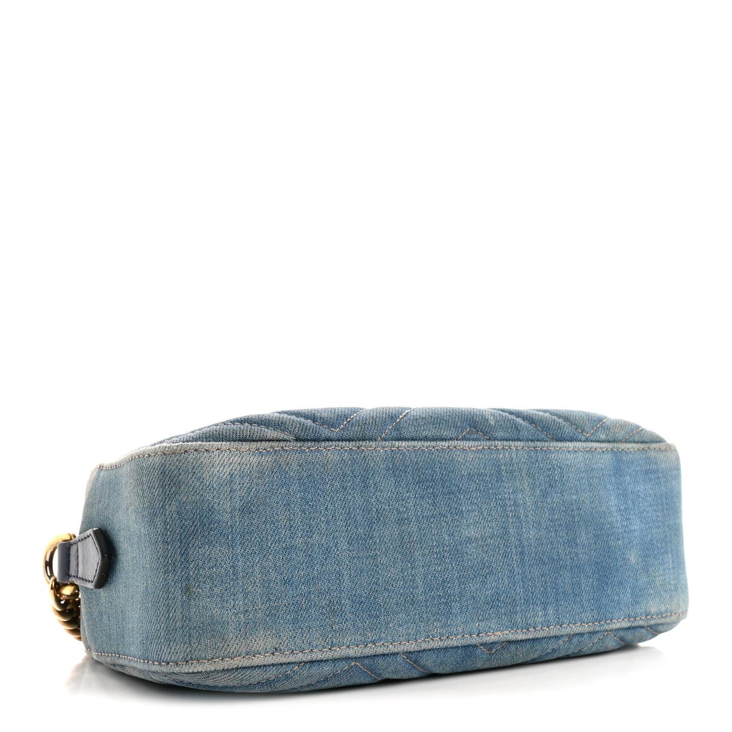 Denim Matelasse Small Pearly GG Marmont Chain Shoulder Bag Blue