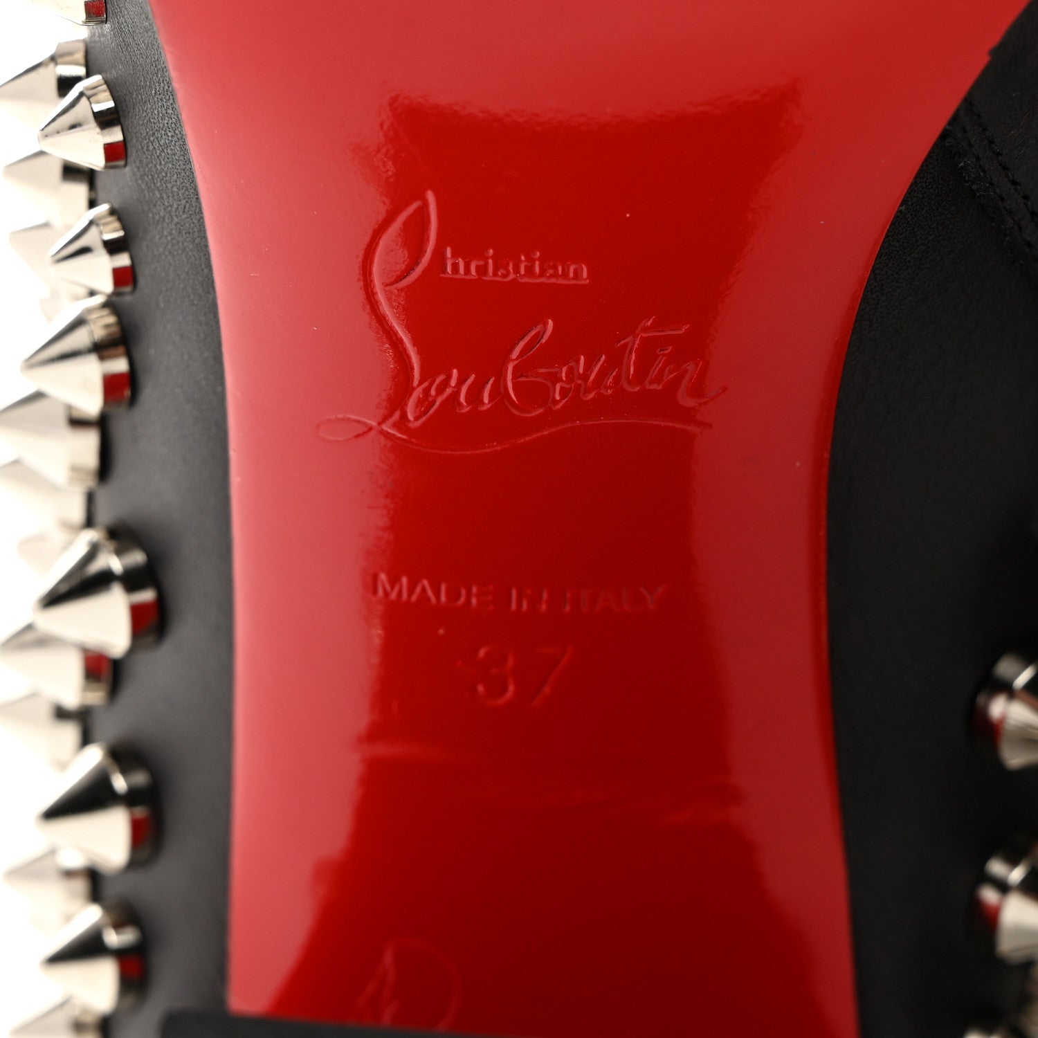 Christian Louboutin Calfskin Louise Capet Spikes 85 Boots 37 Black Silver 7 of 8