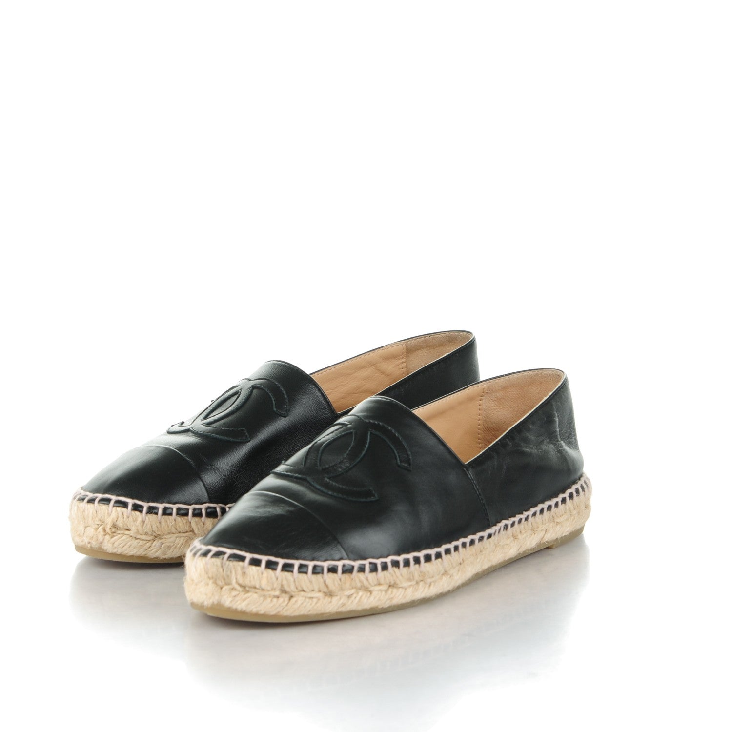 Chanel Lambskin CC Espadrilles 37 Black 3 of 9