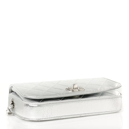 Chanel Hammered Metallic Calfskin Quilted Flap Silver 4 of 10