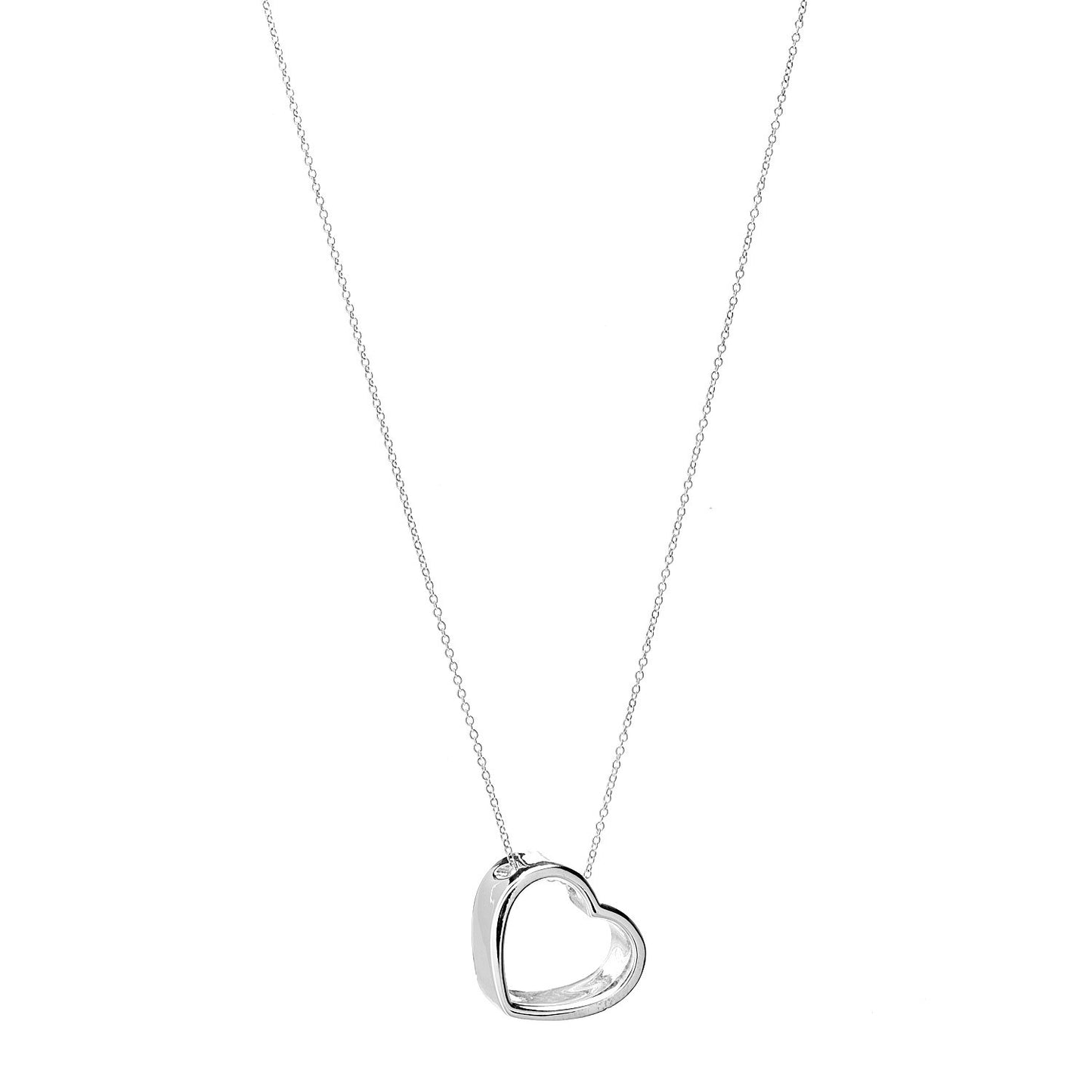 Sterling Silver Slanted Heart Pendant Necklace
